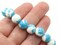 40 10mm White with Sky Blue Splatter Paint Smooth Round Glass Beads